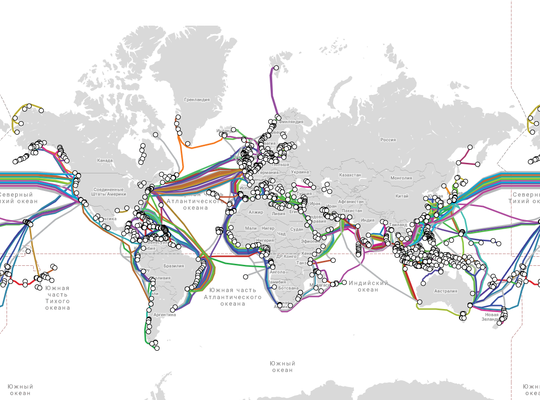 Глобальная карта подводных кабельных сетей